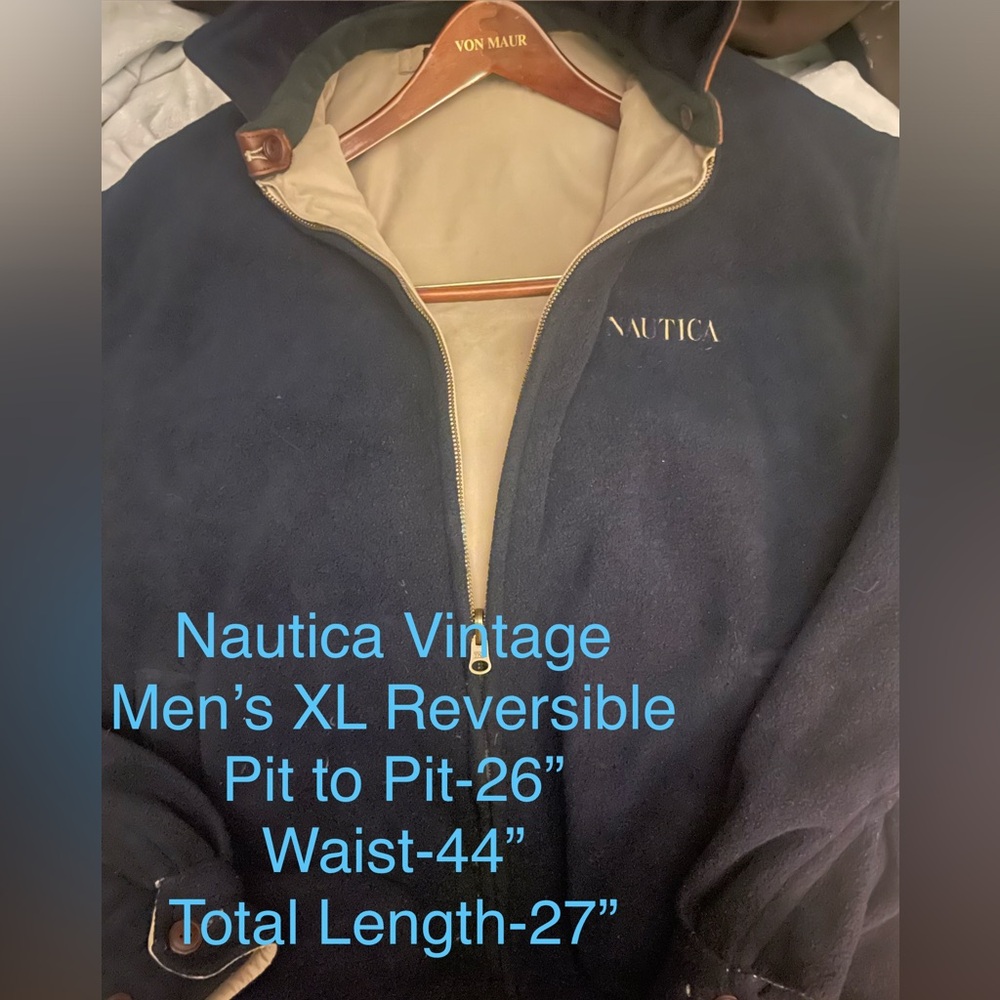 💰Nautica Men's Reversible Bomber Jacket - Navy and Beige